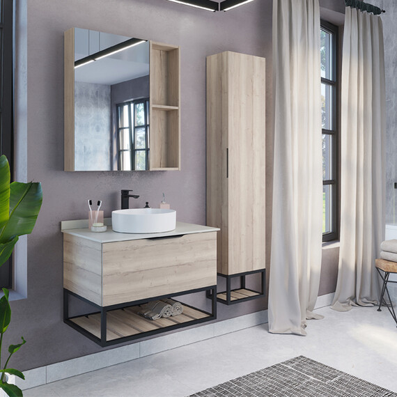ШКАФ-КОЛОННА COMFORTY ПОРТО-35 ДУБ ДЫМЧАТЫЙ