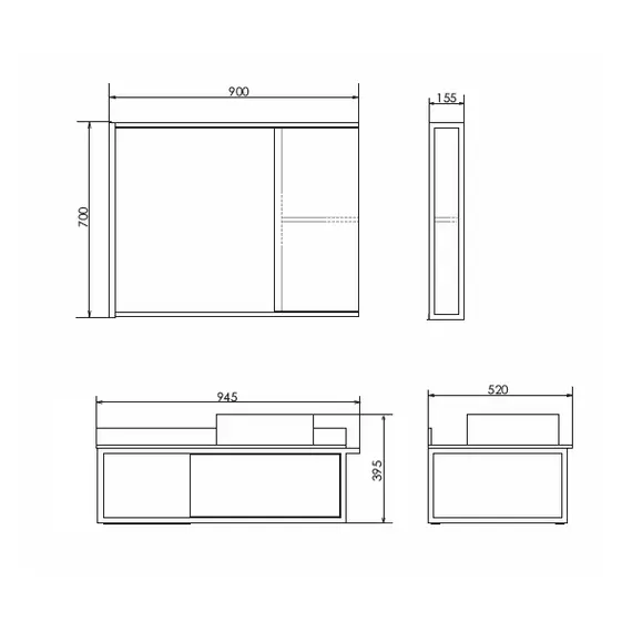 ТУМБА-УМЫВАЛЬНИК COMFORTY ЛИССАБОН-95 ДУБ ТЕМНЫЙ С ПРАВОЙ ЧЕРНОЙ СТОЛЕШНИЦЕЙ С РАКОВИНОЙ COMFORTY 9111