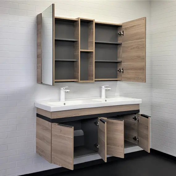 ТУМБА-УМЫВАЛЬНИК COMFORTY ДУЭТ-125 ДУБ НАТУРАЛЬНЫЙ С РАК. ГАРМОНИЯ-125