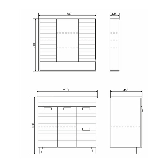 ТУМБА-УМЫВАЛЬНИК COMFORTY КЛЕОН-90Н ДУБ ДЫМЧАТЫЙ С РАКОВИНОЙ COMFORTY 9090M