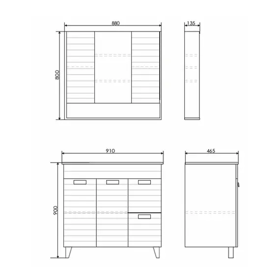 ТУМБА-УМЫВАЛЬНИК COMFORTY КЛЕОН-90Н ДУБ ДЫМЧАТЫЙ С РАКОВИНОЙ COMFORTY 9090M