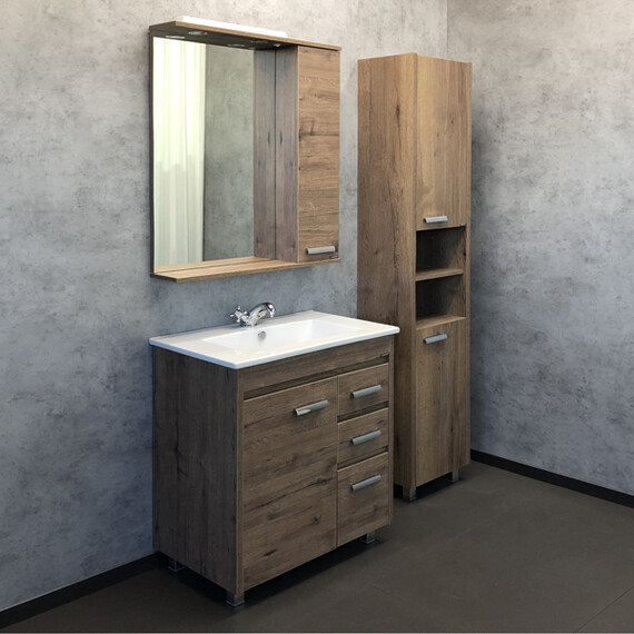 ТУМБА-УМЫВАЛЬНИК COMFORTY МАРИО-75 ДУБ ТЕМНЫЙ С РАКОВИНОЙ QUADRO 75