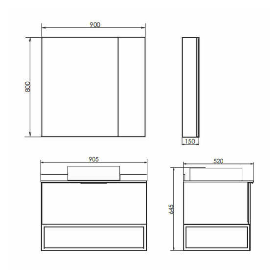 ТУМБА-УМЫВАЛЬНИК COMFORTY ПОРТО-90 ДУБ ДЫМЧАТЫЙ С БЕЛОЙ СТОЛЕШНИЦЕЙ C РАКОВИНОЙ COMFORTY 9110