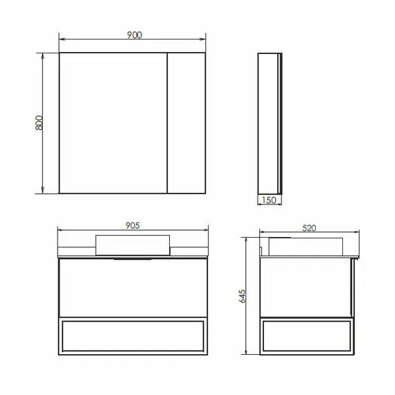 ТУМБА-УМЫВАЛЬНИК COMFORTY ПОРТО-90 ДУБ ДЫМЧАТЫЙ С БЕЛОЙ СТОЛЕШНИЦЕЙ C РАКОВИНОЙ COMFORTY 9110