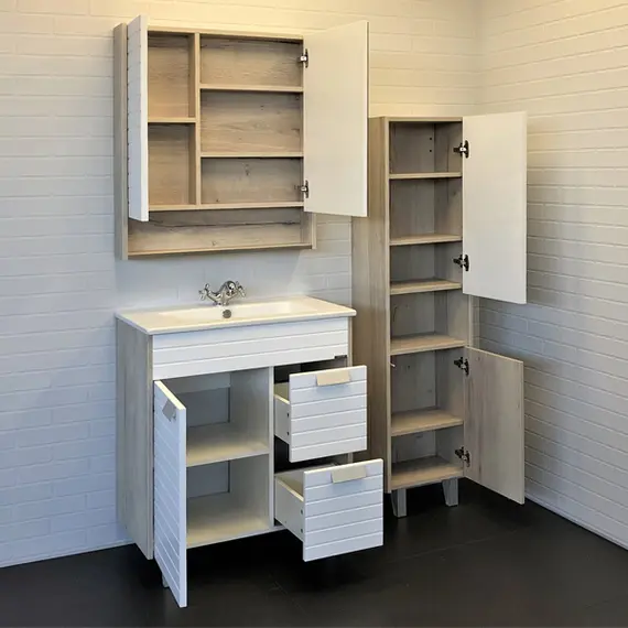 ЗЕРКАЛО-ШКАФ COMFORTY КЛЕОН-75 БЕЛЫЙ/ДУБ ДЫМЧАТЫЙ