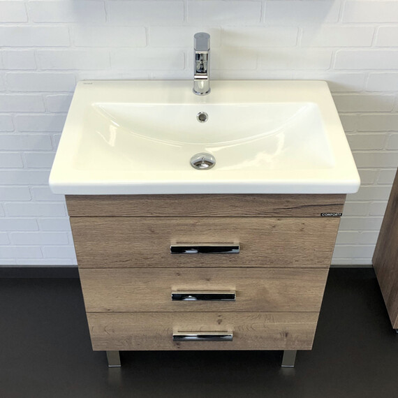 ТУМБА-УМЫВАЛЬНИК COMFORTY НИКОСИЯ-70Н ДУБ ТЕМНЫЙ С РАКОВИНОЙ COMO 70