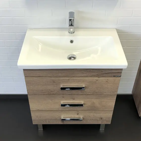 ТУМБА-УМЫВАЛЬНИК COMFORTY НИКОСИЯ-70Н ДУБ ТЕМНЫЙ С РАКОВИНОЙ COMO 70