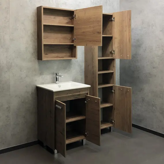 ТУМБА-УМЫВАЛЬНИК COMFORTY МАРИО-60 ДУБ ТЕМНЫЙ С РАКОВИНОЙ QUADRO 60