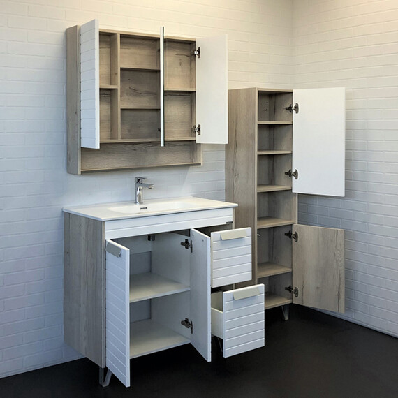 ТУМБА-УМЫВАЛЬНИК COMFORTY КЛЕОН-90Н ДУБ ДЫМЧАТЫЙ С РАКОВИНОЙ COMFORTY 9090M