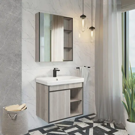 ЗЕРКАЛО-ШКАФ COMFORTY ВЕНА-70 ДУБ ДЫМЧАТЫЙ