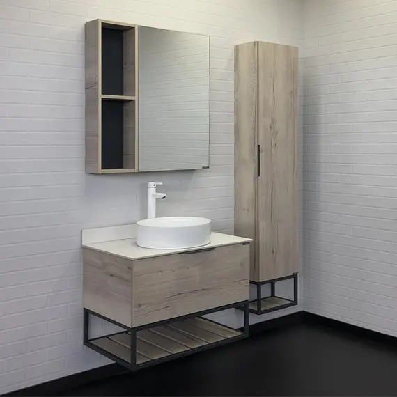 ЗЕРКАЛО-ШКАФ COMFORTY ПОРТО-75 ДУБ ДЫМЧАТЫЙ