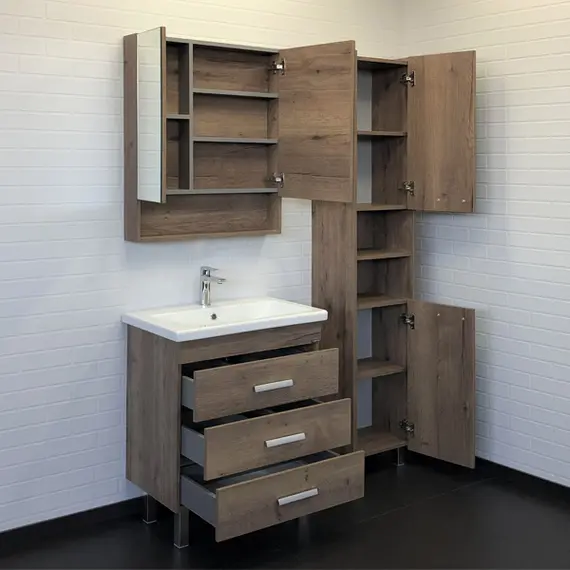 ТУМБА-УМЫВАЛЬНИК COMFORTY НИКОСИЯ-70Н ДУБ ТЕМНЫЙ С РАКОВИНОЙ COMO 70