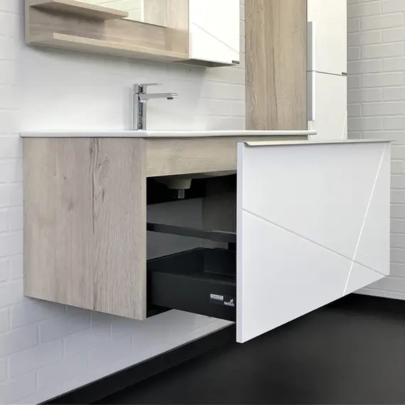 ТУМБА-УМЫВАЛЬНИК COMFORTY МЕРАНО 90 БЕЛЫЙ/ДУБ ДЫМЧАТЫЙ С РАКОВИНОЙ QUADRO 90