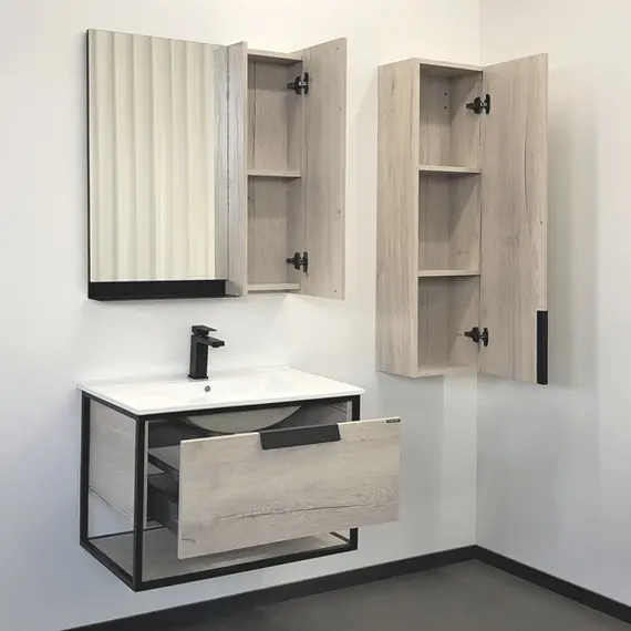 ТУМБА-УМЫВАЛЬНИК COMFORTY БОНН 75 ГРАФИТ/ДУБ ДЫМЧАТЫЙ С РАКОВИНОЙ COMFORTY 75E