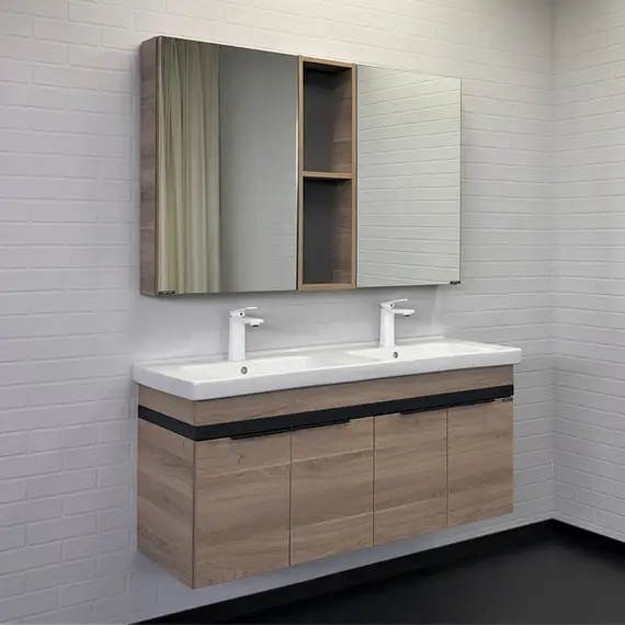 ТУМБА-УМЫВАЛЬНИК COMFORTY ДУЭТ-125 ДУБ НАТУРАЛЬНЫЙ С РАК. ГАРМОНИЯ-125