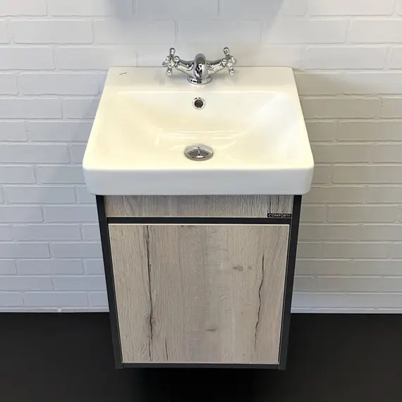 ТУМБА-УМЫВАЛЬНИК COMFORTY ВЕНА-45 ДУБ ДЫМЧАТЫЙ С РАКОВИНОЙ АДРИАНА 45