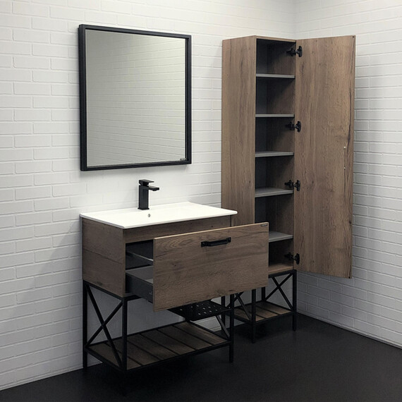 ТУМБА-УМЫВАЛЬНИК COMFORTY БРЕДФОРД-75 ДУБ ТЕМНЫЙ С РАКОВИНОЙ COMFORTY 75E