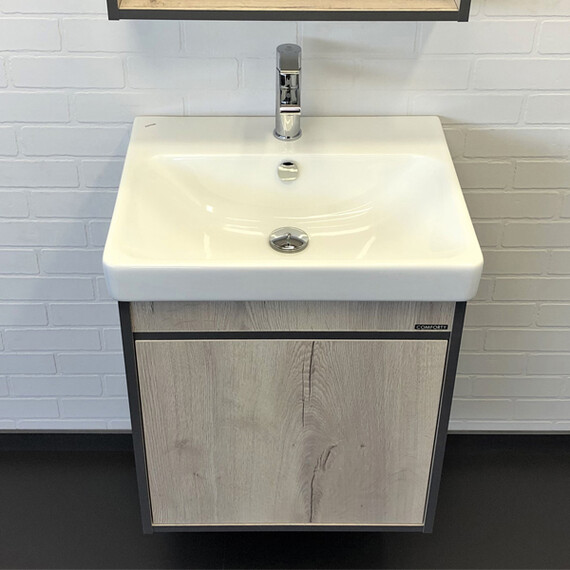 ТУМБА-УМЫВАЛЬНИК COMFORTY ВЕНА 55 ДУБ ДЫМЧАТЫЙ С РАКОВИНОЙ АДРИАНА 55