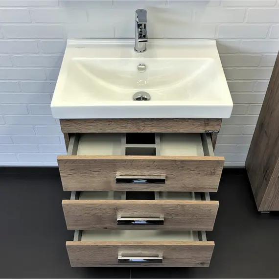 ТУМБА-УМЫВАЛЬНИК COMFORTY НИКОСИЯ 60Н ДУБ ТЕМНЫЙ С РАКОВИНОЙ FEST 60 F01