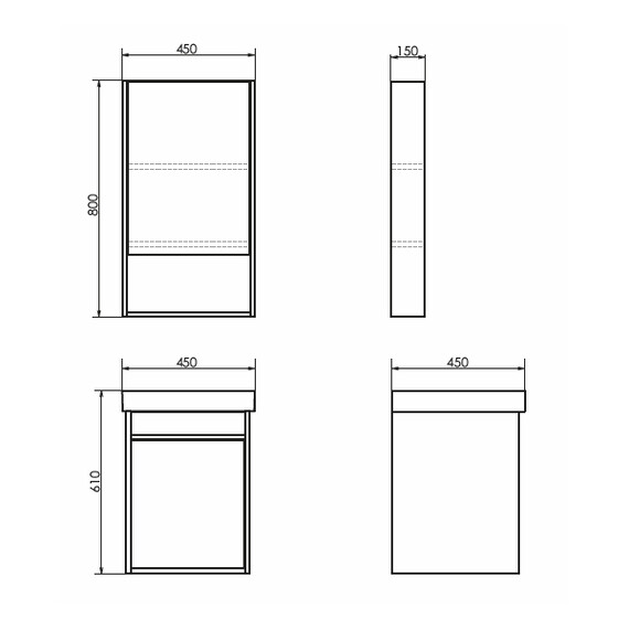 ЗЕРКАЛО-ШКАФ COMFORTY ВЕНА-45 ДУБ ДЫМЧАТЫЙ