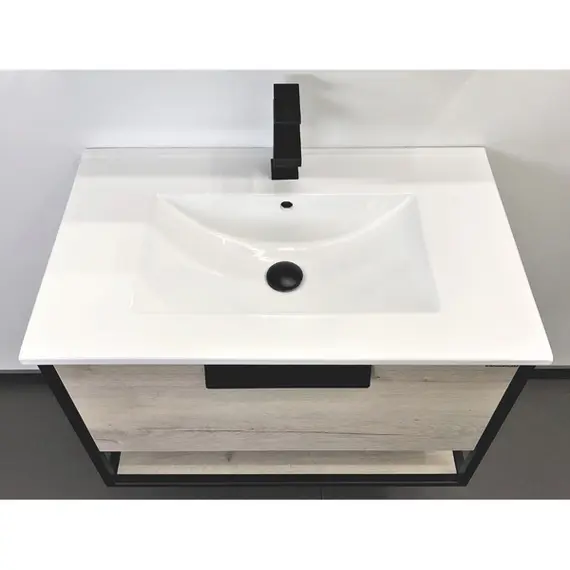 ТУМБА-УМЫВАЛЬНИК COMFORTY БОНН 75 ГРАФИТ/ДУБ ДЫМЧАТЫЙ С РАКОВИНОЙ COMFORTY 75E