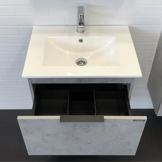 ТУМБА-УМЫВАЛЬНИК COMFORTY ФРАНКФУРТ-60 БЕТОН СВЕТЛЫЙ С РАКОВИНОЙ COMFORTY 60E