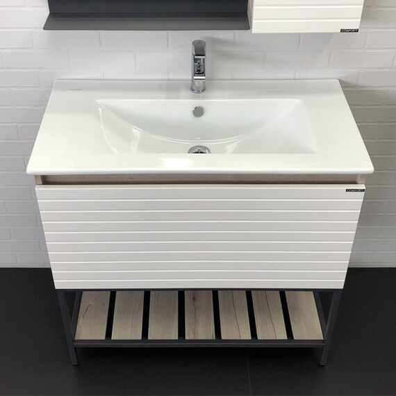 ТУМБА-УМЫВАЛЬНИК COMFORTY СТРАСБУРГ-90 ДУБ ДЫМЧАТЫЙ С РАКОВИНОЙ QUADRO 90