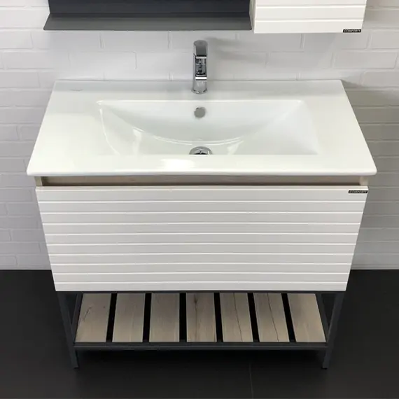 ТУМБА-УМЫВАЛЬНИК COMFORTY СТРАСБУРГ-90 ДУБ ДЫМЧАТЫЙ С РАКОВИНОЙ QUADRO 90