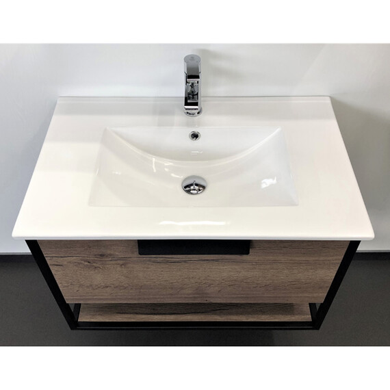 ТУМБА-УМЫВАЛЬНИК COMFORTY БОНН-75 ДУБ ТЕМНЫЙ С РАКОВИНОЙ COMFORTY 75E