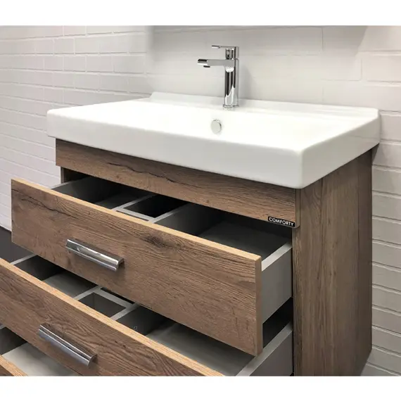 ТУМБА-УМЫВАЛЬНИК COMFORTY НИКОСИЯ-80Н ДУБ ТЕМНЫЙ С РАКОВИНОЙ FEST 80