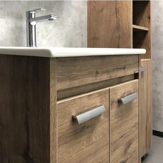 ТУМБА-УМЫВАЛЬНИК COMFORTY МАРИО-60 ДУБ ТЕМНЫЙ С РАКОВИНОЙ QUADRO 60