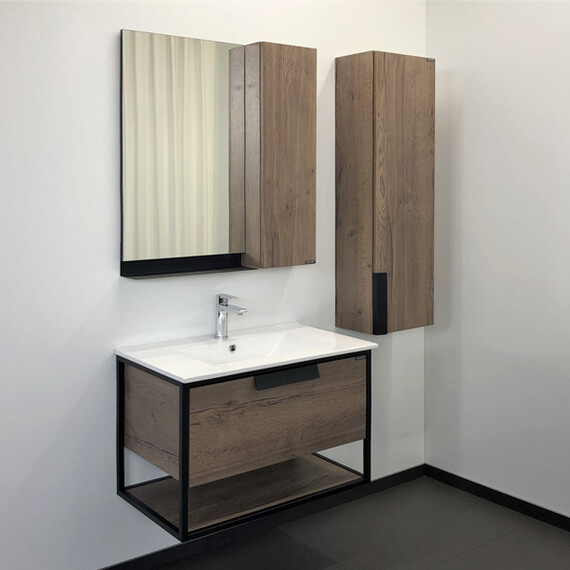 ТУМБА-УМЫВАЛЬНИК COMFORTY БОНН-75 ДУБ ТЕМНЫЙ С РАКОВИНОЙ COMFORTY 75E