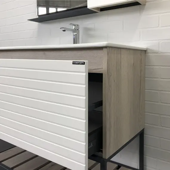 ТУМБА-УМЫВАЛЬНИК COMFORTY СТРАСБУРГ-90 ДУБ ДЫМЧАТЫЙ С РАКОВИНОЙ QUADRO 90