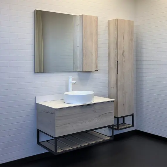 ЗЕРКАЛО-ШКАФ COMFORTY ПОРТО-90 ДУБ ДЫМЧАТЫЙ