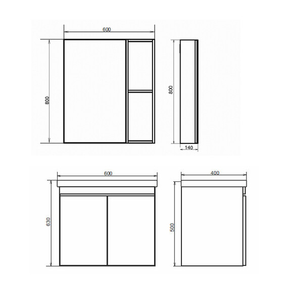 ЗЕРКАЛО-ШКАФ COMFORTY ОСЛО-60 БЕТОН СВЕТЛЫЙ
