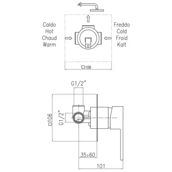СМЕСИТЕЛЬ ДЛЯ ДУША WEBERT PEGASO PE880101010, ЗОЛОТО