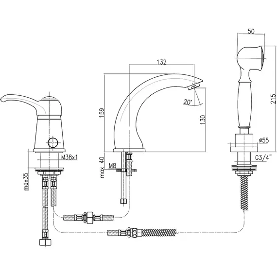 СМЕСИТЕЛЬ НА БОРТ ВАННЫ WEBERT AURORA AU850701010