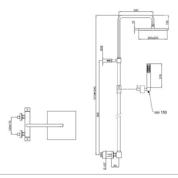 ДУШЕВАЯ СИСТЕМА WEBERT PEGASO PE980507010METAL, ЗОЛОТО