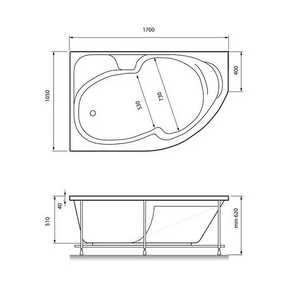 ВАННА АКРИЛОВАЯ RELISAN SOFI L 160X100