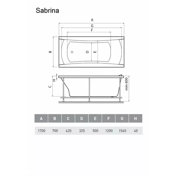 ВАННА АКРИЛОВАЯ RELISAN SABRINA 170Х70