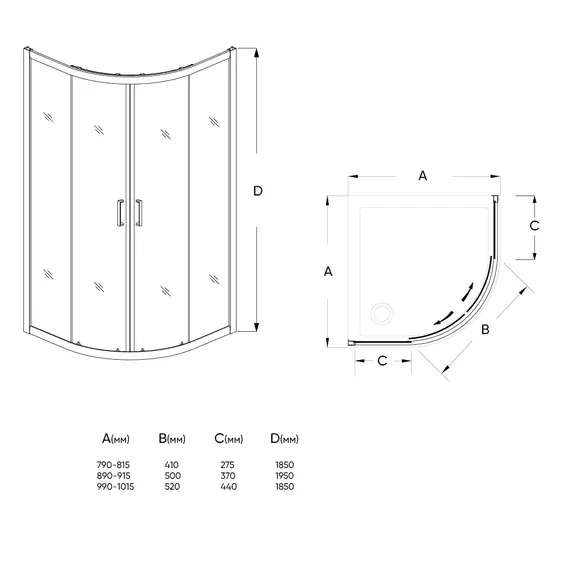 ДУШЕВОЙ УГОЛ VECONI ROVIGO RV-01, 900X900X1950, ХРОМ, СТЕКЛО ПРОЗРАЧНОЕ