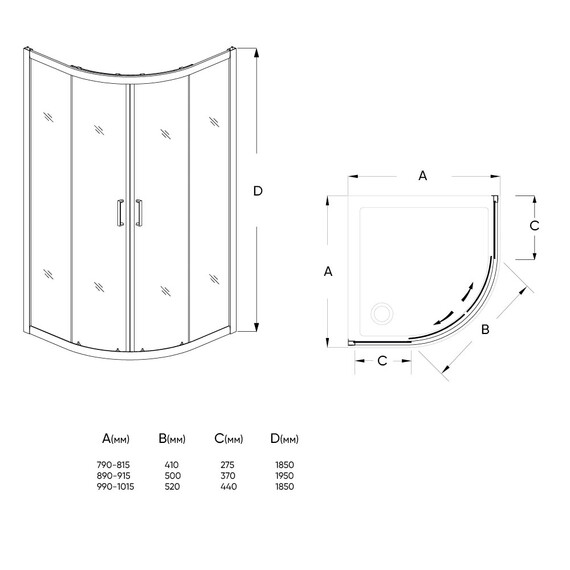 ДУШЕВОЙ УГОЛ VECONI ROVIGO RV-01, 1000X1000X1950, ХРОМ, СТЕКЛО ПРОЗРАЧНОЕ