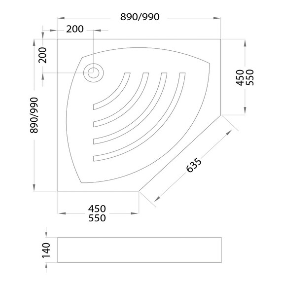 ДУШЕВОЙ ПОДДОН VECONI TEZEO ACRYLIC TZ-03, 900X900X140, АКРИЛ, БЕЛЫЙ