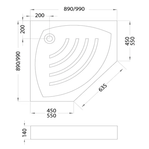 ДУШЕВОЙ ПОДДОН VECONI TEZEO ACRYLIC TZ-03, 1000X1000X140, АКРИЛ, БЕЛЫЙ
