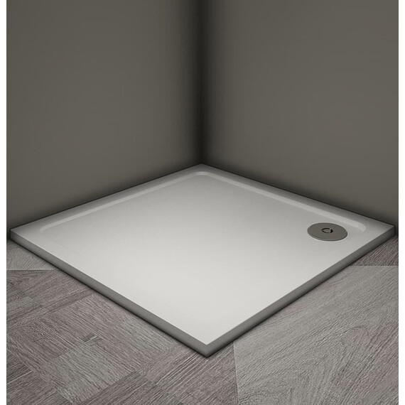 ДУШЕВОЙ ПОДДОН VECONI TEZEO STONE TZ-08, 800X800X30, ИСКУССТВЕННЫЙ КАМЕНЬ, БЕЛЫЙ