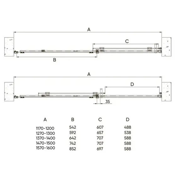 ДУШЕВАЯ ДВЕРЬ VECONI VIANNO VN-70, 1400X1950, ЧЕРНЫЙ, СТЕКЛО ПРОЗРАЧНОЕ