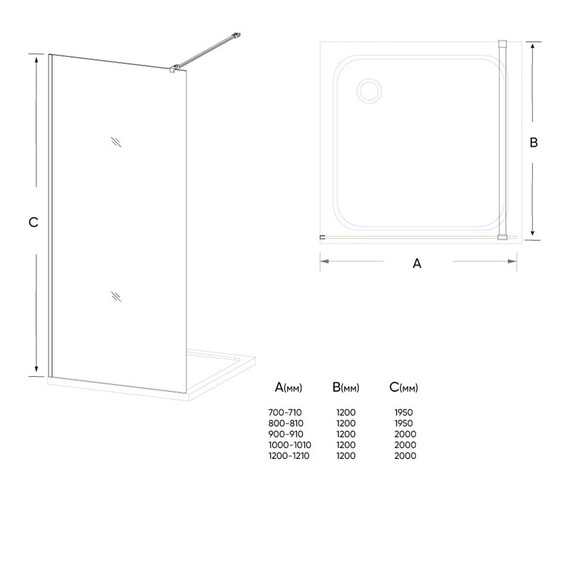 ДУШЕВАЯ ПЕРЕГОРОДКА VECONI KORATO KR-72, 800X2000, ХРОМ, СТЕКЛО ПРОЗРАЧНОЕ