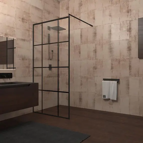 ДУШЕВАЯ ПЕРЕГОРОДКА VECONI KORATO KR-80, 1200X2000, ЧЕРНЫЙ, СТЕКЛО ПРОЗРАЧНОЕ