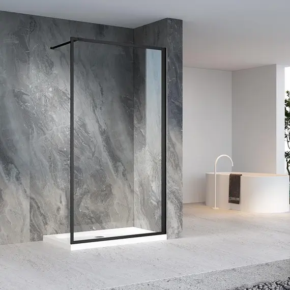 ДУШЕВАЯ ПЕРЕГОРОДКА VECONI KORATO KR-81B, 700X2000, ЧЕРНЫЙ, СТЕКЛО ПРОЗРАЧНОЕ