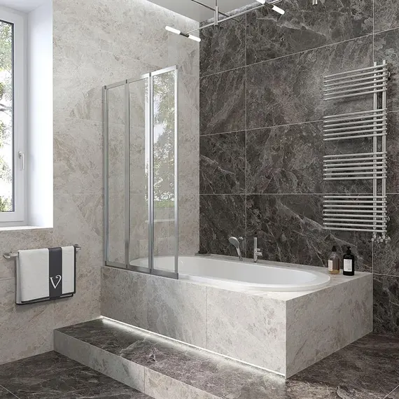 ШТОРКА НА ВАННУ VECONI PALAU PL-73L, 900X1500, ХРОМ, СТЕКЛО ПРОЗРАЧНОЕ